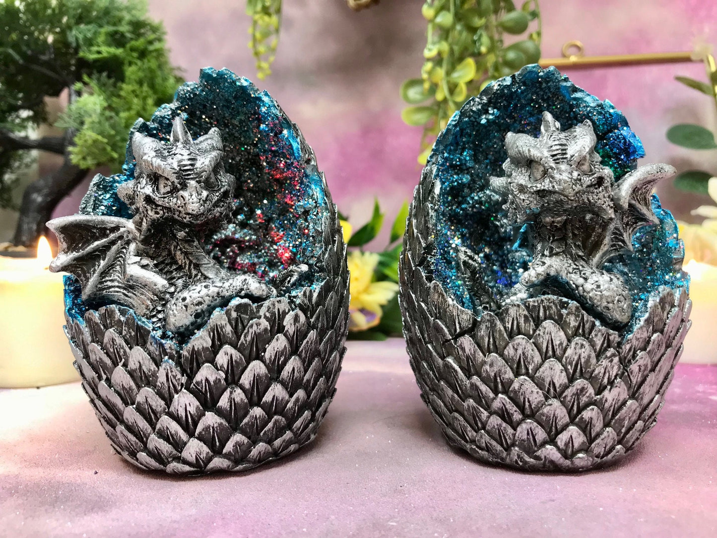 Pair of Dragons Guarding Egg LED Changing Light Sculpture Statue Dragon Collection Figurine Ornament Home Decoration-Osiris Craftworks