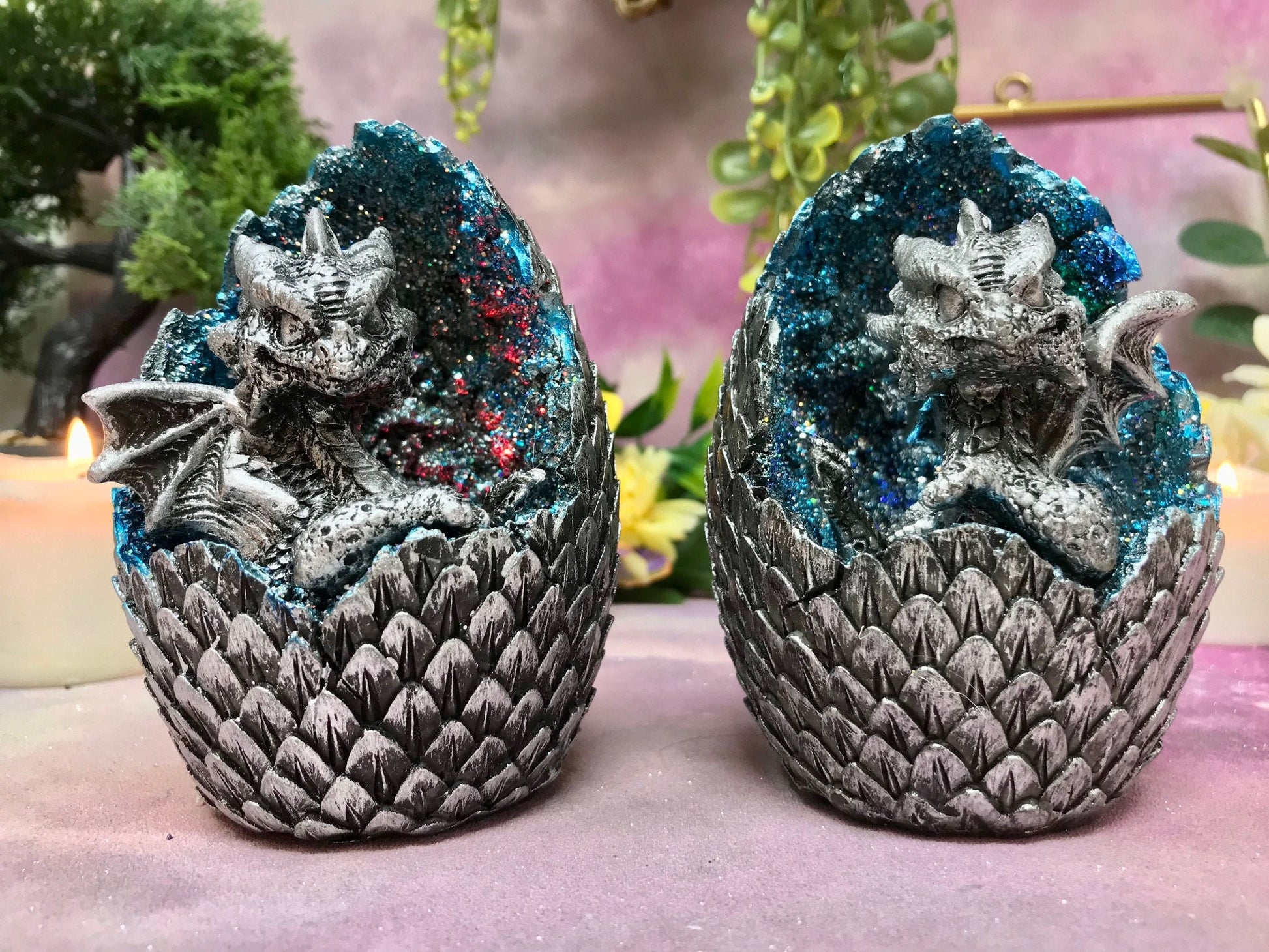 Pair of Dragons Guarding Egg LED Changing Light Sculpture Statue Dragon Collection Figurine Ornament Home Decoration-Osiris Craftworks