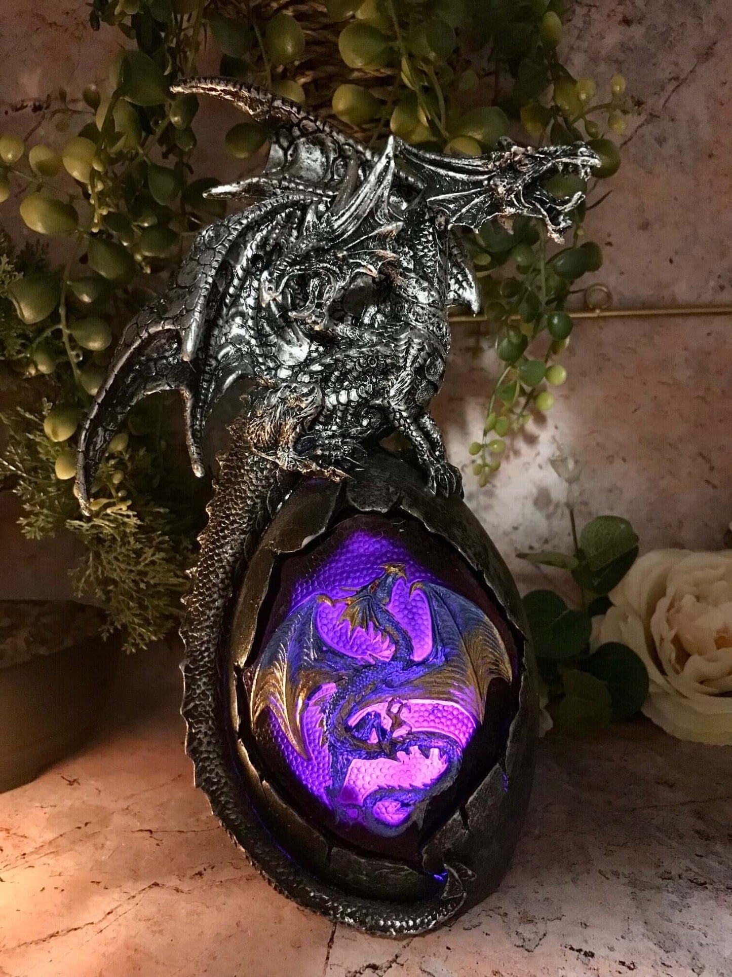 Dragon Egg with LED Light Fantasy Sculpture Mythical Statue Ornament Gothic Gift-Osiris Craftworks