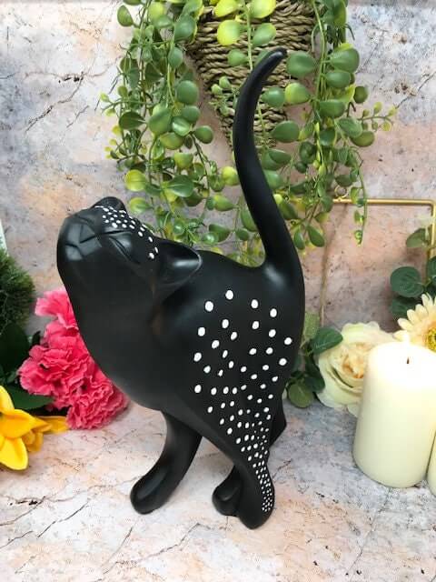 Abstrakte schwarze Katzenskulptur, Dekorationsfigur, ideales Geschenk für Katzenliebhaber