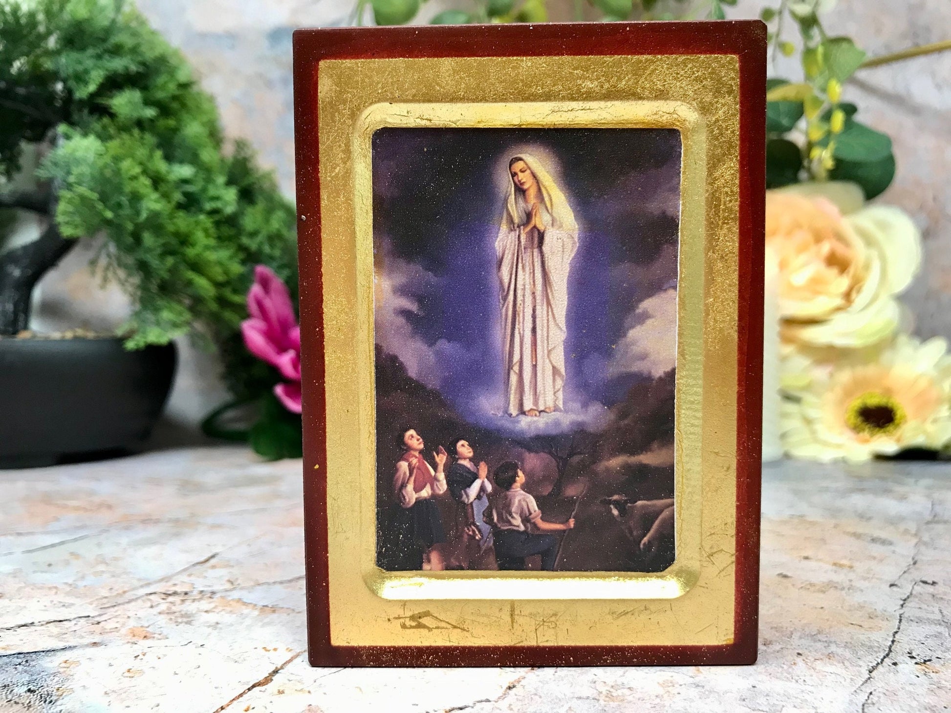 Our Lady of Fatima Virgin Mary Icon Style Religious Wall Plaque Decor-Osiris Craftworks