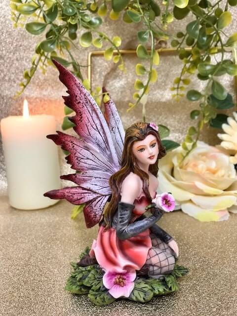 Flower Fairy Holding Pink Flower Figurine Statue Ornament Mythical Creatures Fairies Collection-Osiris Craftworks