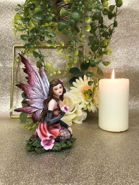 Flower Fairy Holding Pink Flower Figurine Statue Ornament Mythical Creatures Fairies Collection-Osiris Craftworks