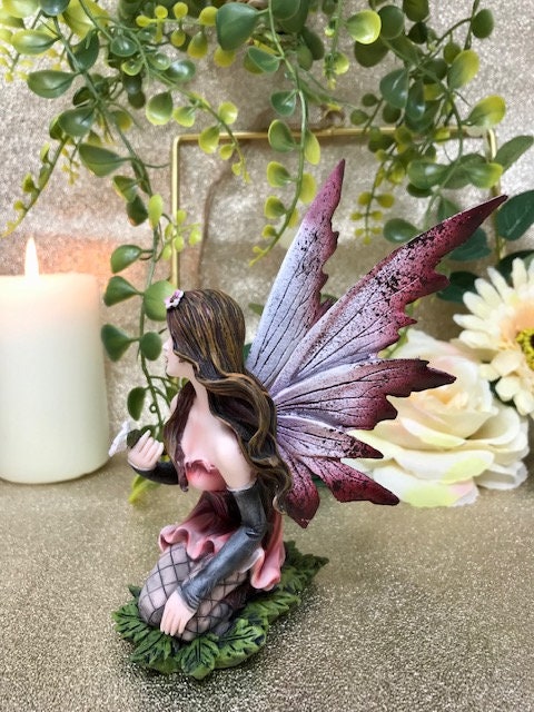 Flower Fairy Holding Pink Flower Figurine Statue Ornament Mythical Creatures Fairies Collection-Osiris Craftworks