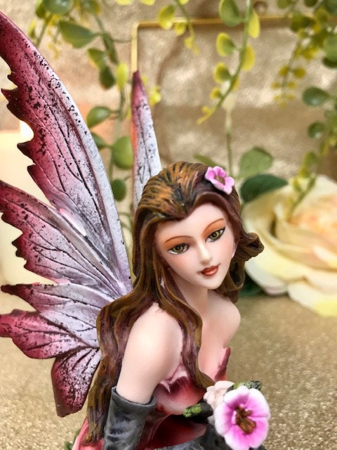 Flower Fairy Holding Pink Flower Figurine Statue Ornament Mythical Creatures Fairies Collection-Osiris Craftworks