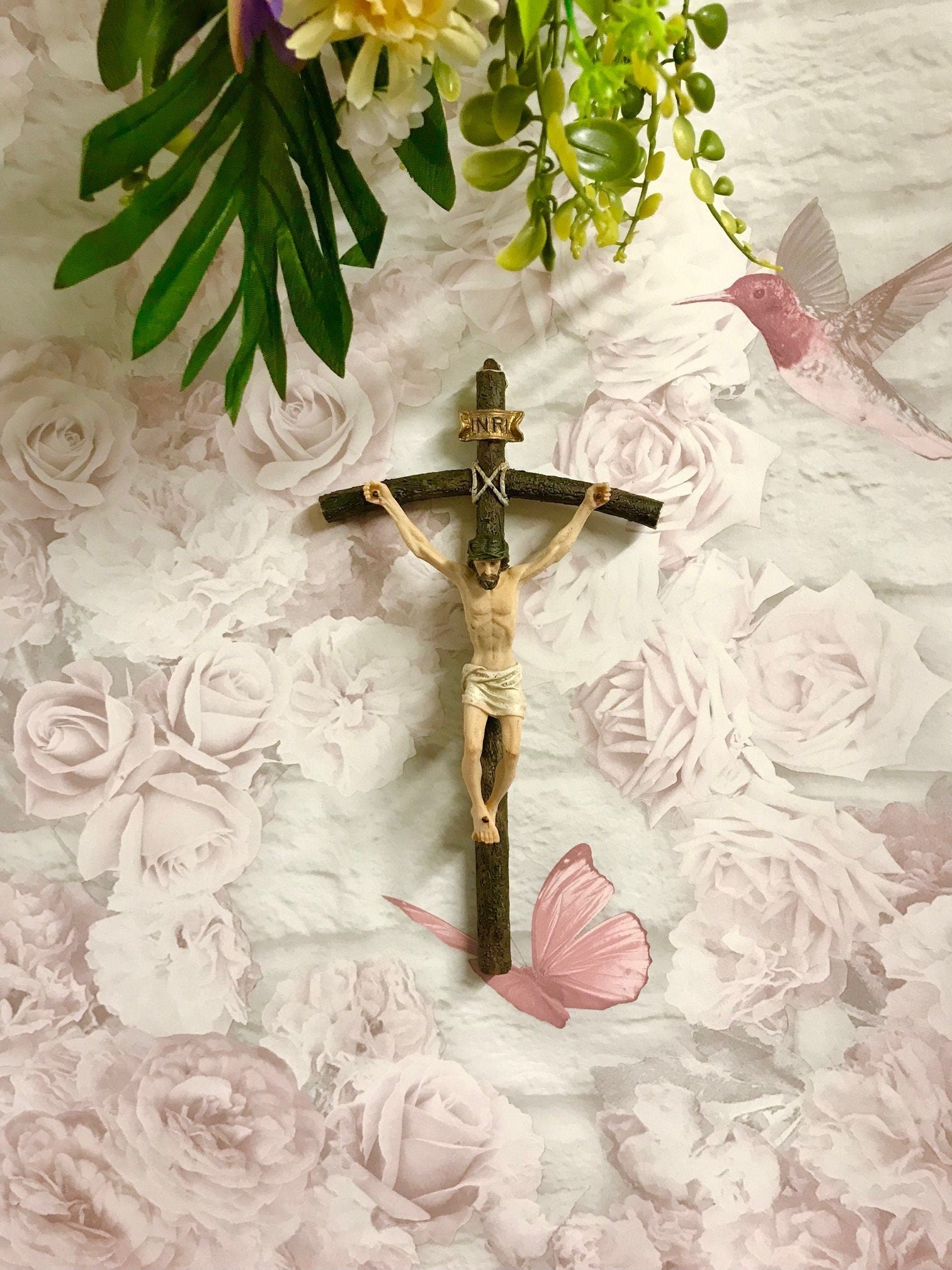 Crucifix Hanging Cross Resin Corpus Christi Jesus Christ Religious Wall Ornament-Osiris Craftworks