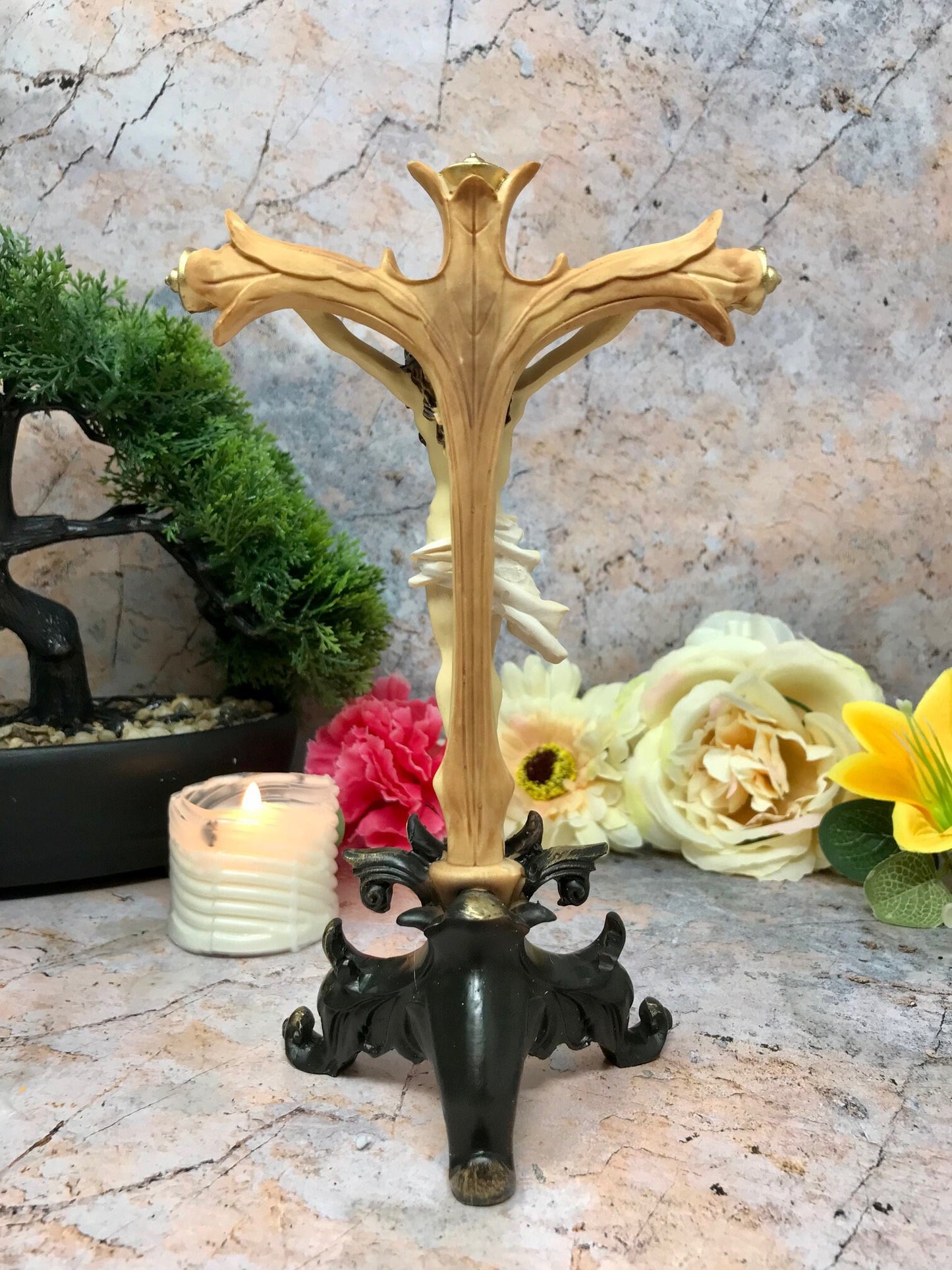 Resin Crucifix - Handcrafted Religious Artifact - Spiritual Home Decor & Devotional Keepsake