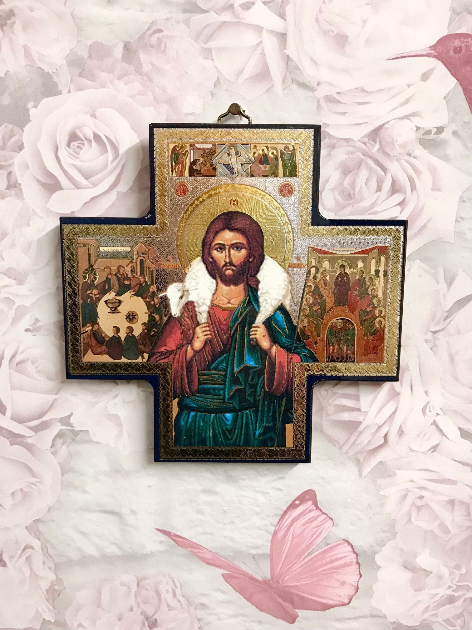 The Good Shepherd Icon Wall Hanging - Religious Wood Plaque - Christian Ornament - Spiritual Home Decor - Sacred Art - Inspirational Gift-Osiris Craftworks