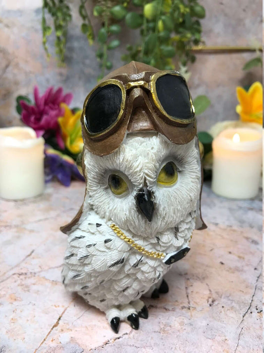 Comical Steampunk Owl Sculpture Figurine Home Decoration Statue Owls Collectables