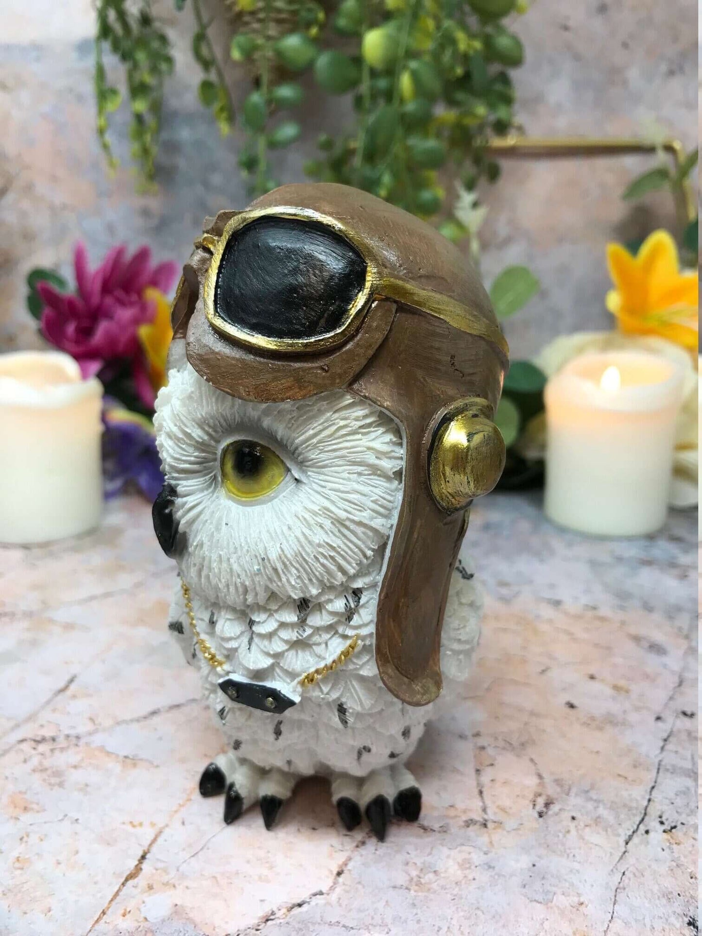 Comical Steampunk Owl Sculpture Figurine Home Decoration Statue Owls Collectables