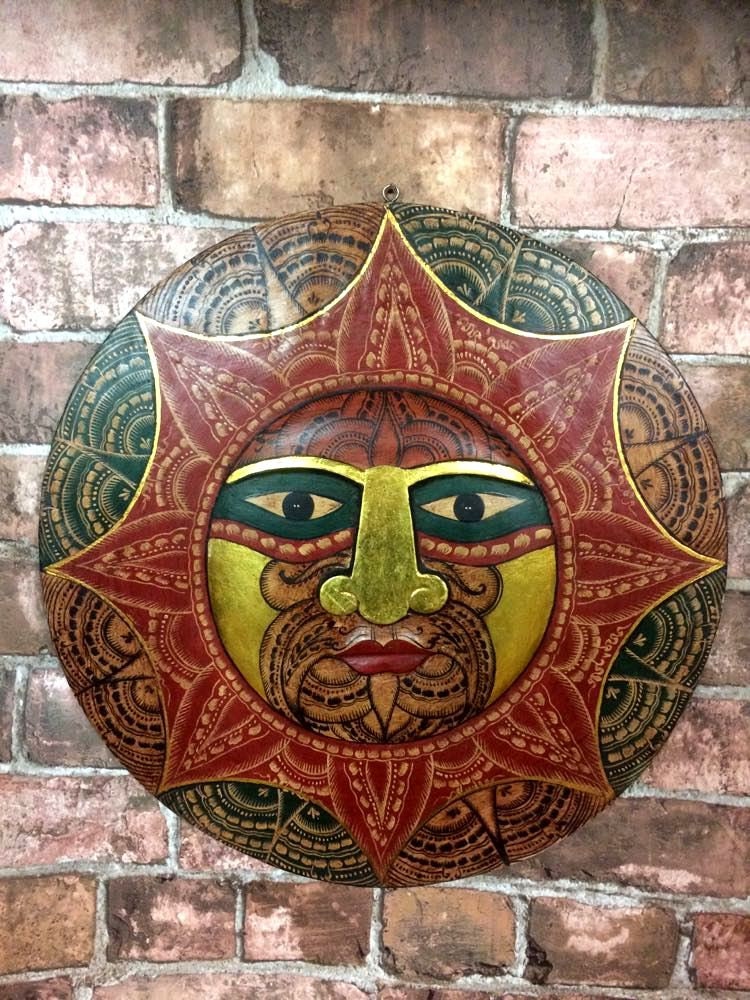 Intricately Carved Bali Art Wall Mask - Handmade Wooden Wall Decor for Home or Office Space