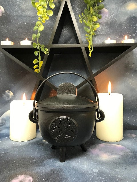 Cast Iron Tree of Life Cauldron, Wiccan Ritual Supplies, Deep Pagan Altar Pot, High Magic Gift, Wicca Essential Witchcraft Equipment-Osiris Craftworks