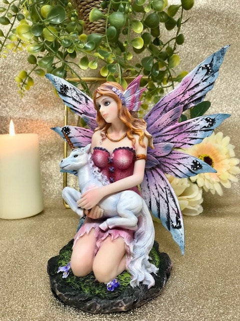 Mystical Faerie with Unicorn Companion Figurine - Enchanting Fairy and Mythical Creature Resin Statue for Whimsical Decor-Osiris Craftworks