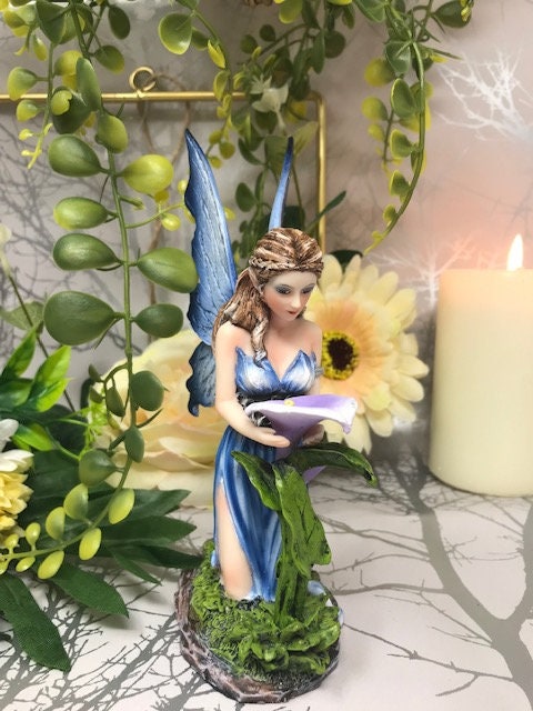 Exquisite Blue Lilly Fairy Figurine Ornament - a Magical Addition to Your Collection-Osiris Craftworks