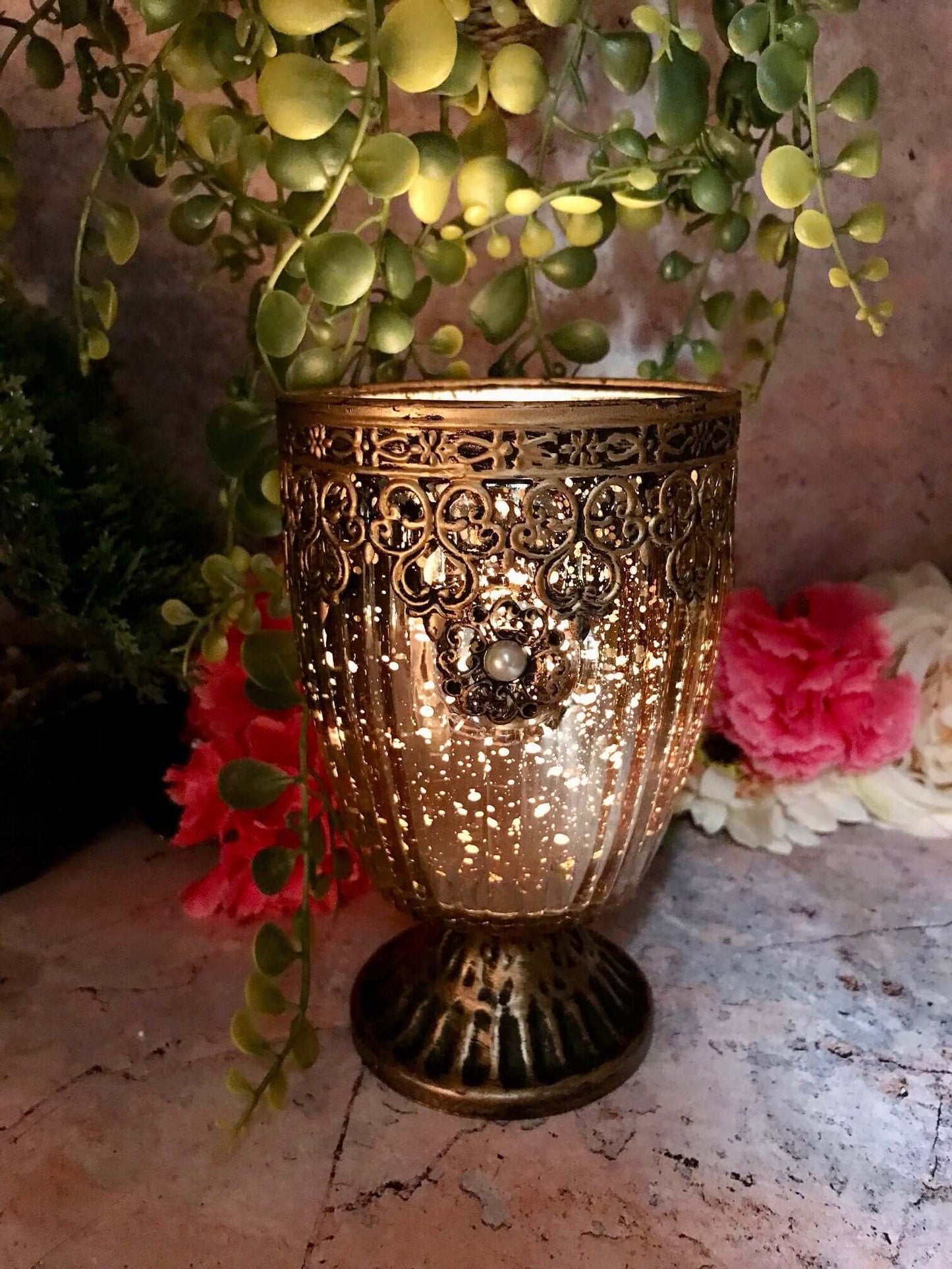 Antique Effect Moroccan Candle Tealight Holder Glass Seasonal Decor Ornament Home Lighting Lantern Decoration