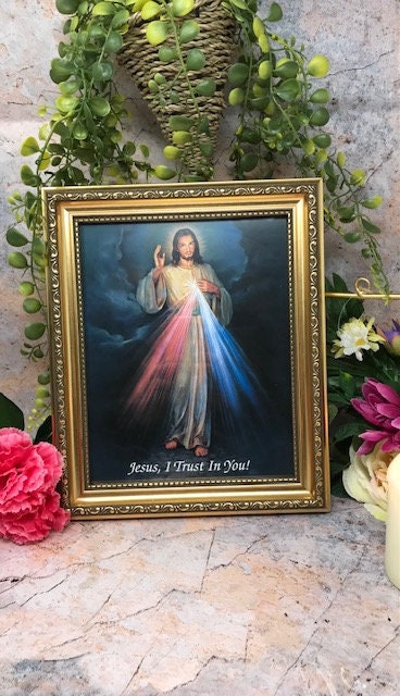 Laminated Framed Picture Divine Mercy Jesus Christianity Religious Decoration-Osiris Craftworks