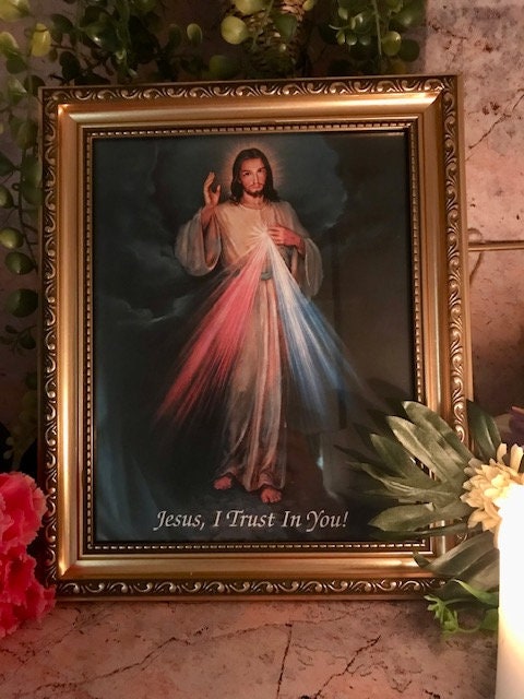 Laminated Framed Picture Divine Mercy Jesus Christianity Religious Decoration-Osiris Craftworks