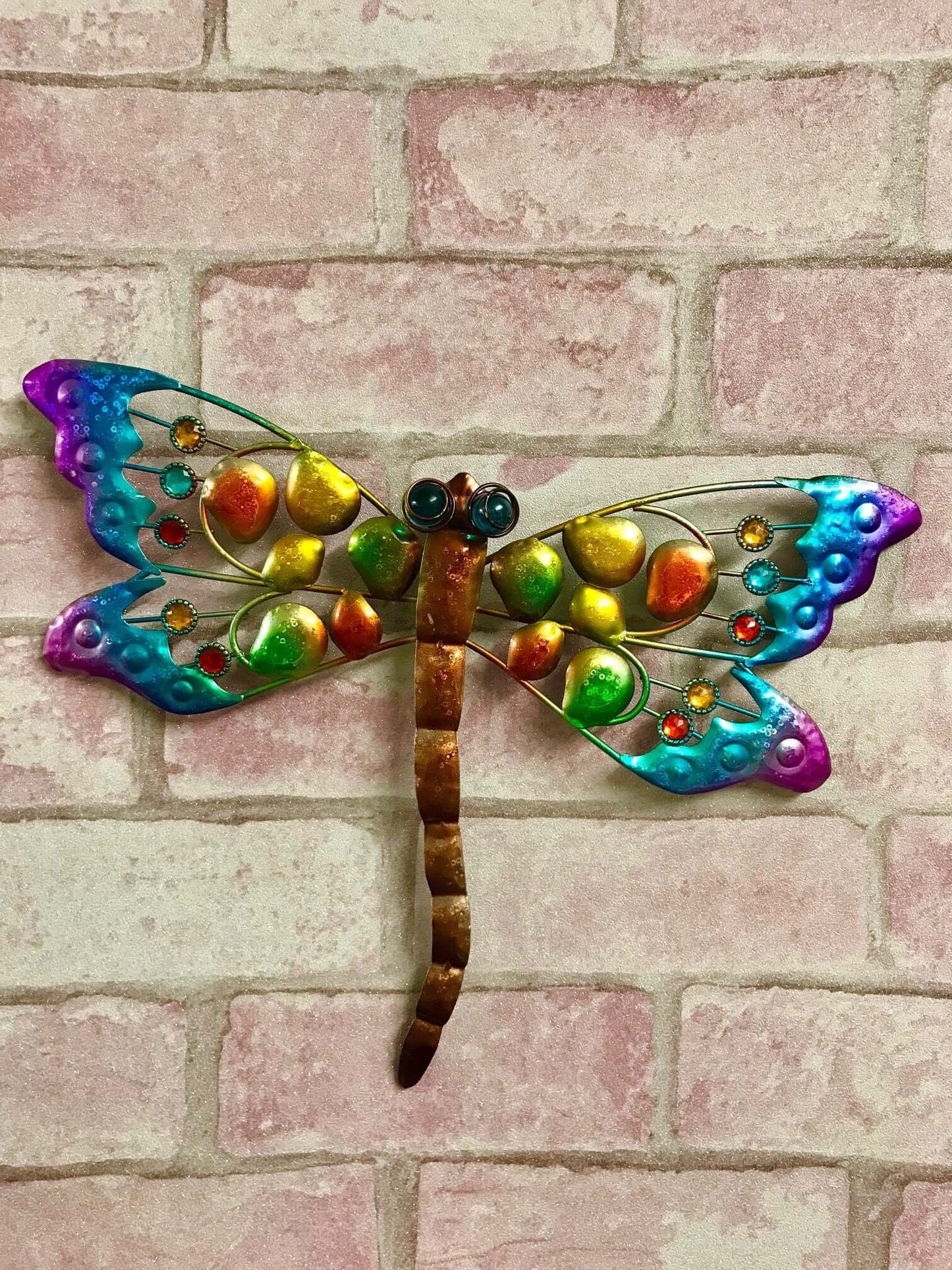 Metal Wall Decor Colourful Dragonfly Indoor Bathroom Kid's Room or Outdoor Garden Yard Art Wall Sculptures-Osiris Craftworks