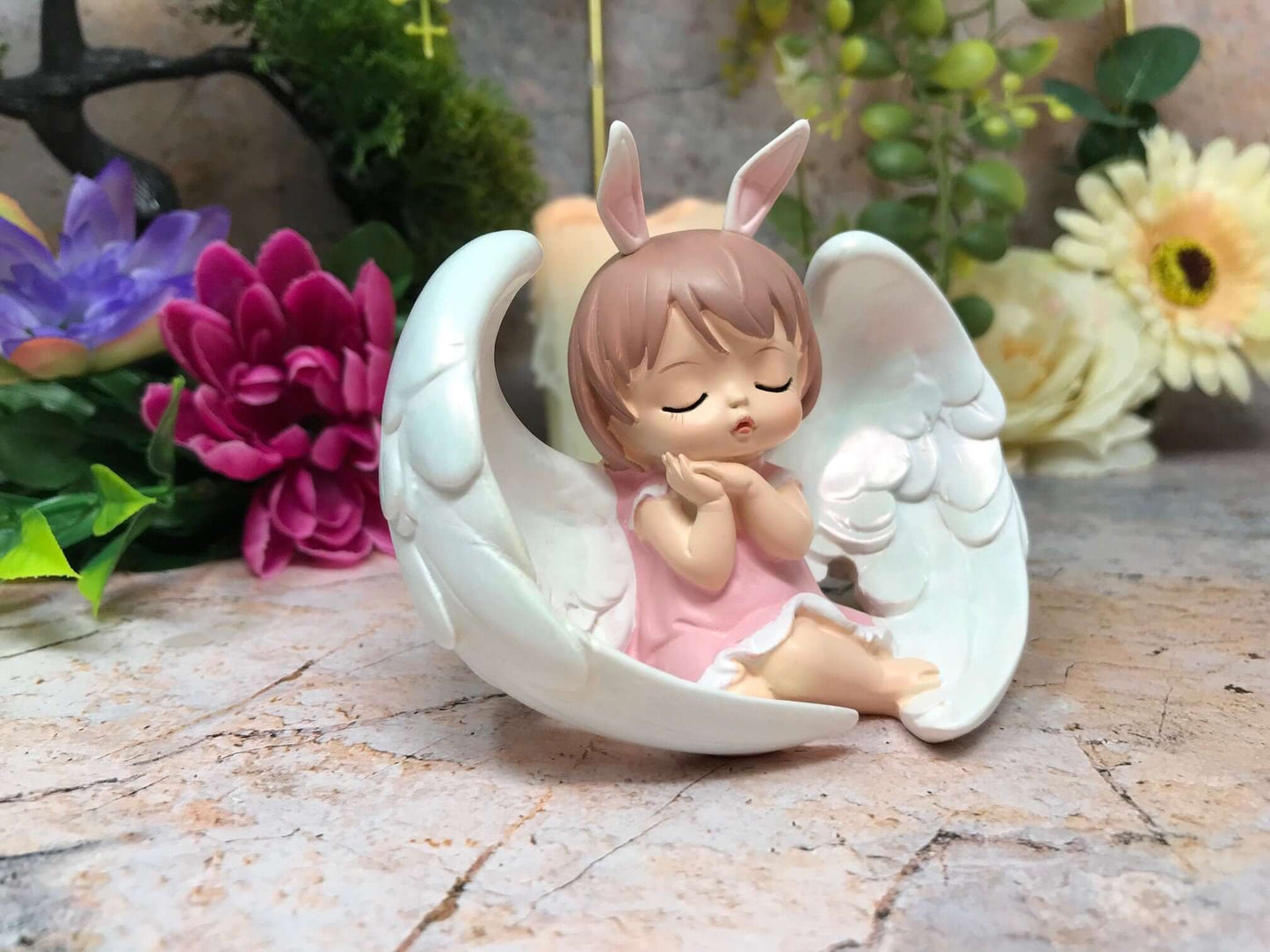 Peaceful Angel Baby Girl in Wings Figurine, Adorable Fantasy Sculpture, Cherub Statue, Angelic Nursery Decor, Whimsical Angel Collection-Osiris Craftworks