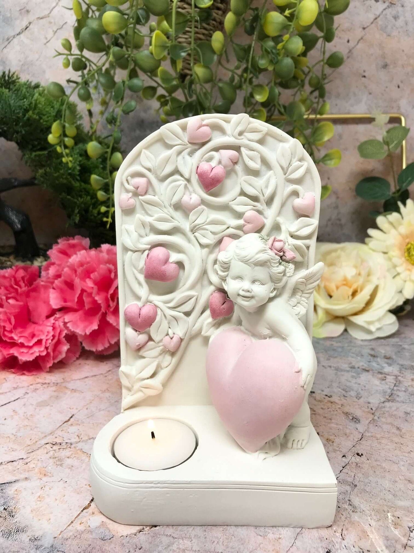 Angel Cherub Loving Heart Candle Holder Ornament - Perfect Gift for Mothers!-Osiris Craftworks