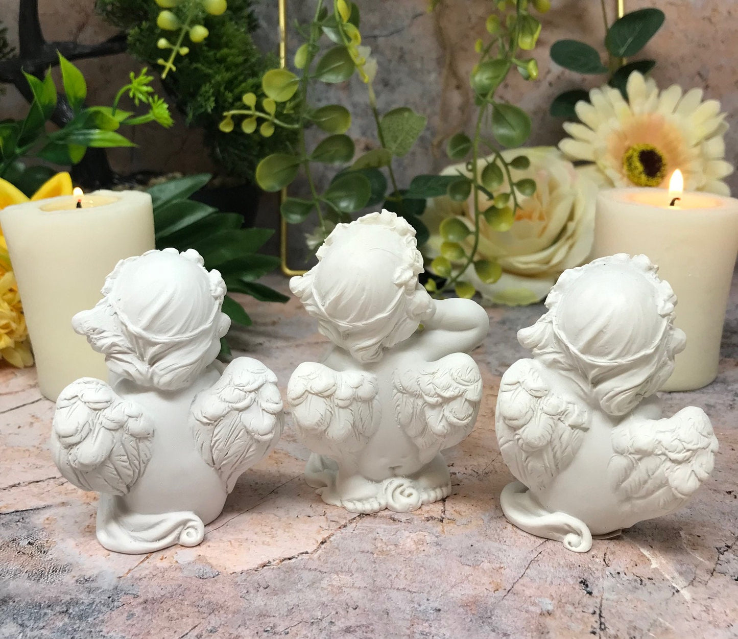 Set of Three Wise Cherubs Ornament Statue Sculpture Mother Grandma Cherubs Gifts Present-Osiris Craftworks