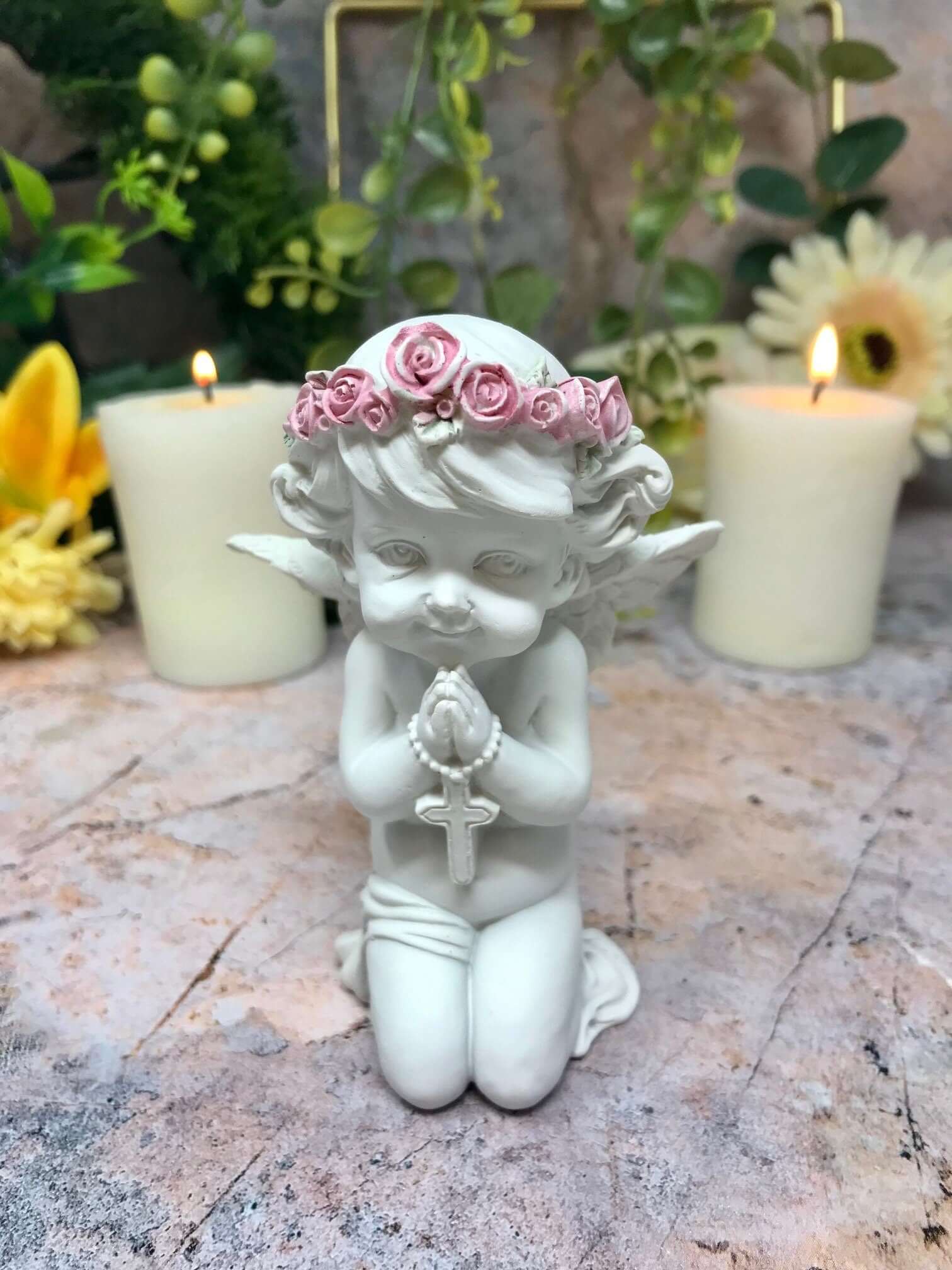 Cherub Praying Sculpture Peaceful Angel Ornament Angel Statue Decoration-Osiris Craftworks