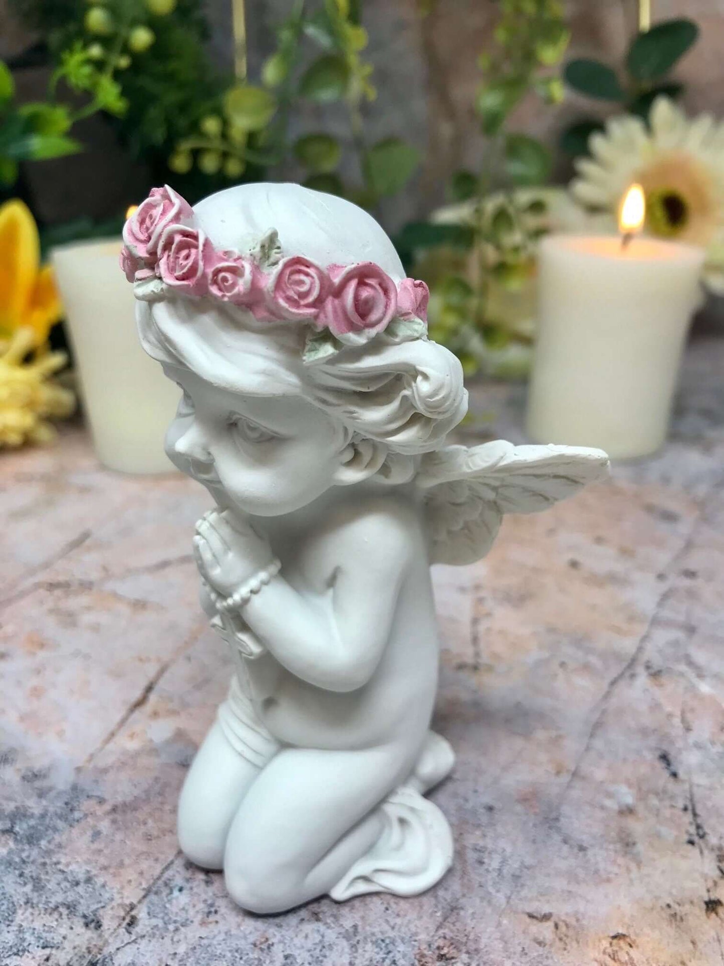 Cherub Praying Sculpture Peaceful Angel Ornament Angel Statue Decoration-Osiris Craftworks