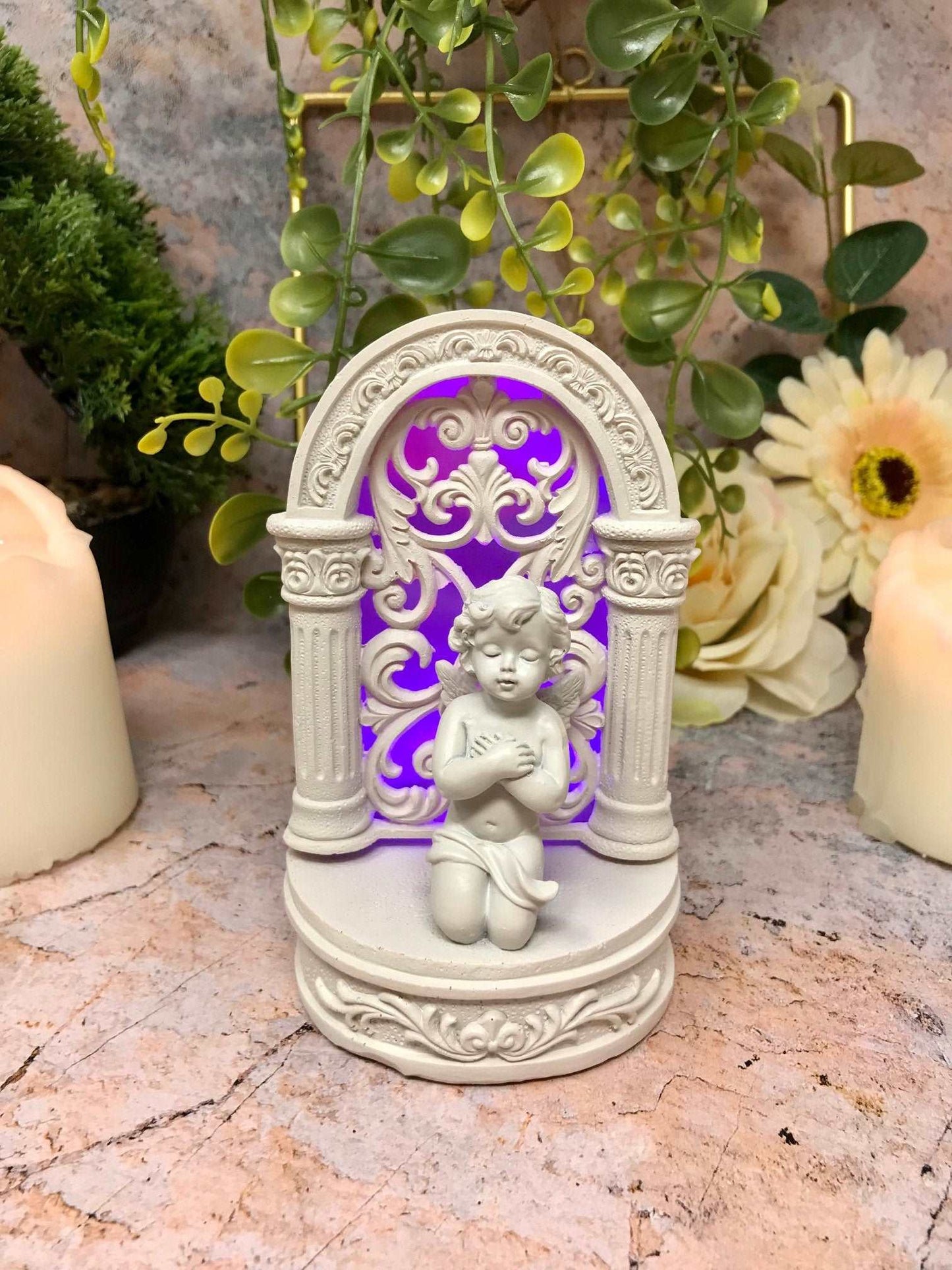 Beautiful Angel Baby Cherub Praying with LED Light Ornament Mothers Grandma Cherubs Present-Osiris Craftworks