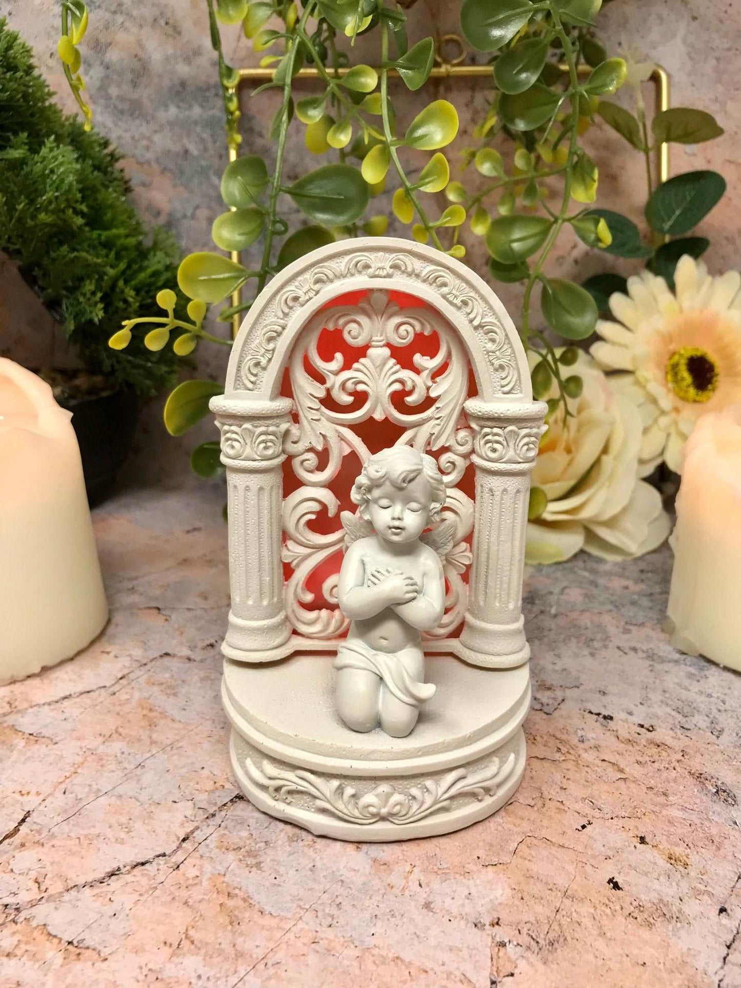 Beautiful Angel Baby Cherub Praying with LED Light Ornament Mothers Grandma Cherubs Present-Osiris Craftworks