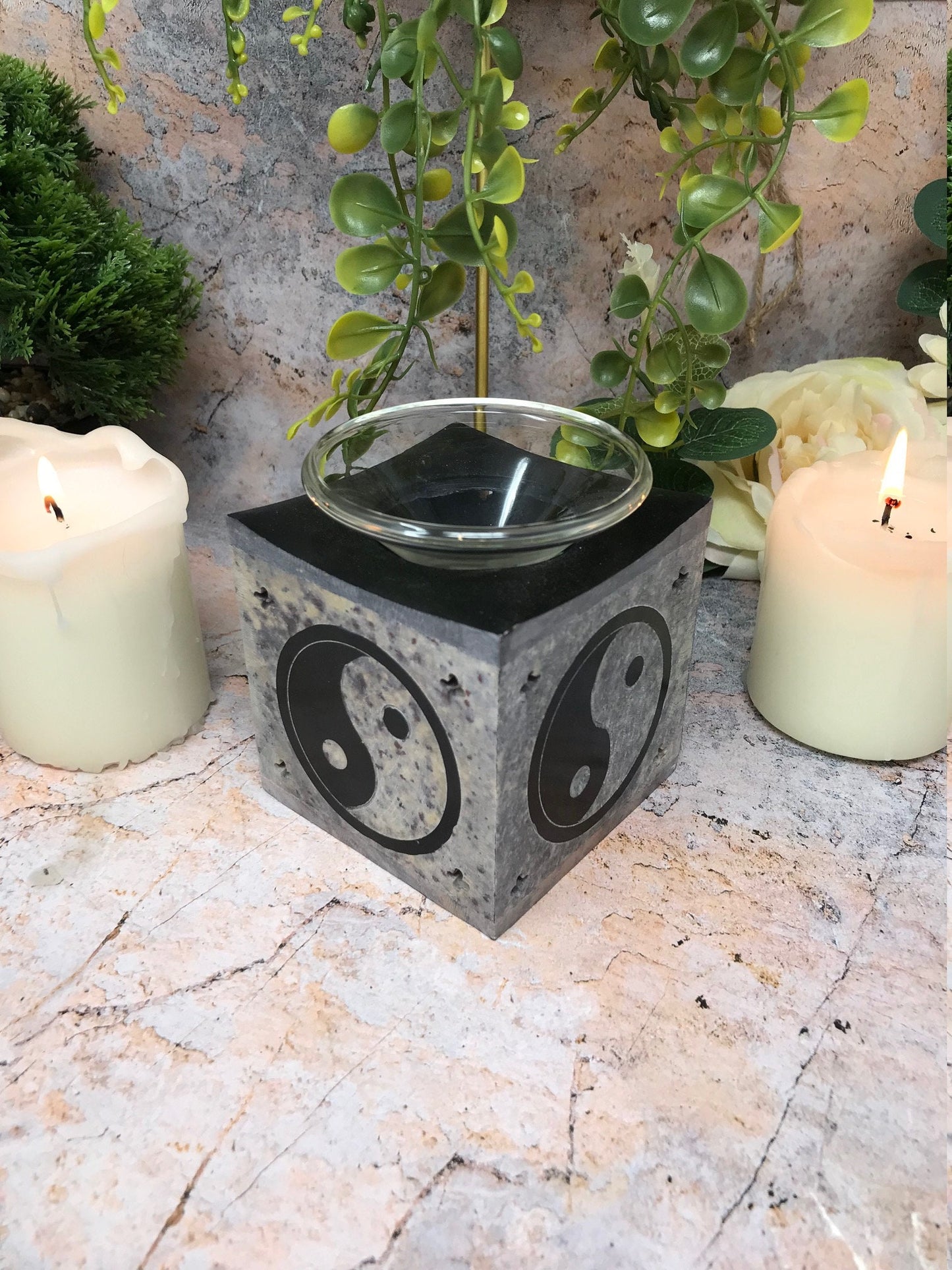 Soapstone Yin Yang Oil Burner Aromatherapy Home Decoration Feng Shui Decor