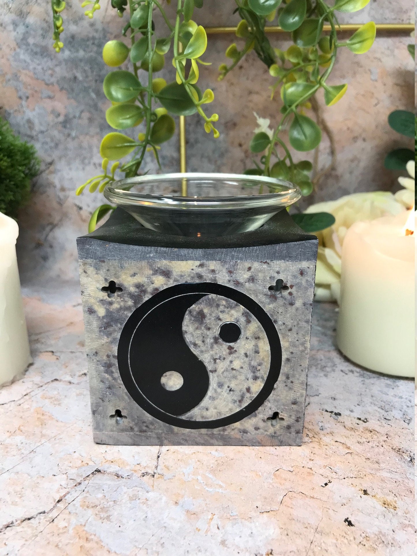 Soapstone Yin Yang Oil Burner Aromatherapy Home Decoration Feng Shui Decor