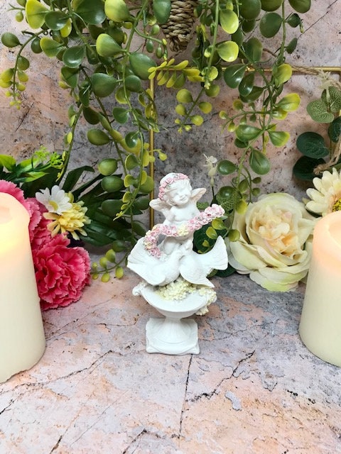 Cherub and Dove Guardian Angel Figurine - Handcrafted Angel Statue with Floral Accents - Perfect for Home Decor or as a Thoughtful Gift-Osiris Craftworks