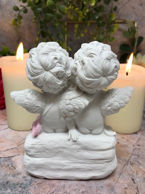 Cherubic Angels with Sailboat Figurine, Nautical Resin Decor, Twin Cherubs Statue, Coastal Nursery Accent, Serene Angelic Whimsical Ornament-Osiris Craftworks