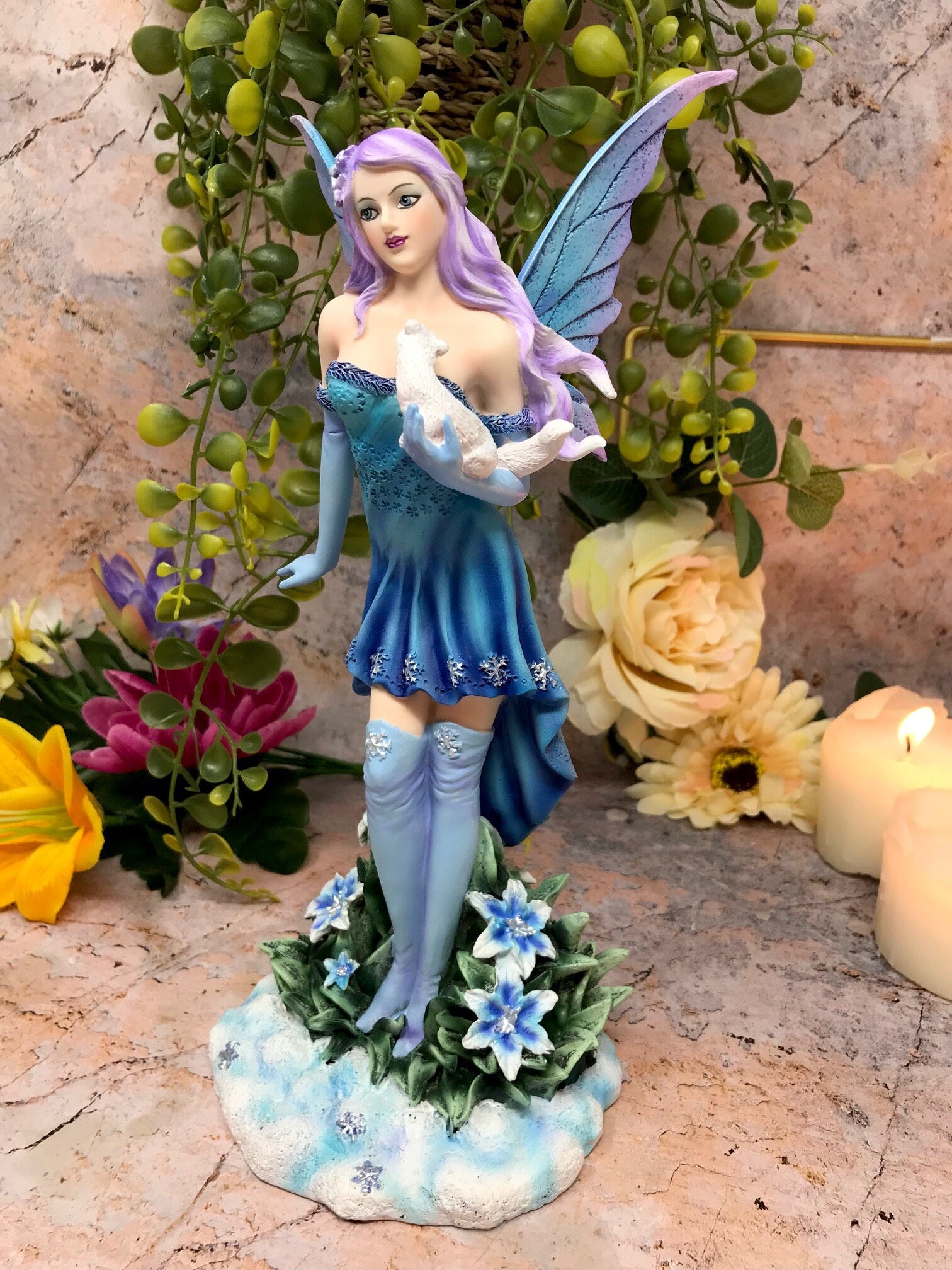 Whimsical Fairy Resting with Pet Figurine for Enchanting Fairy Garden Decor Gift-Osiris Craftworks