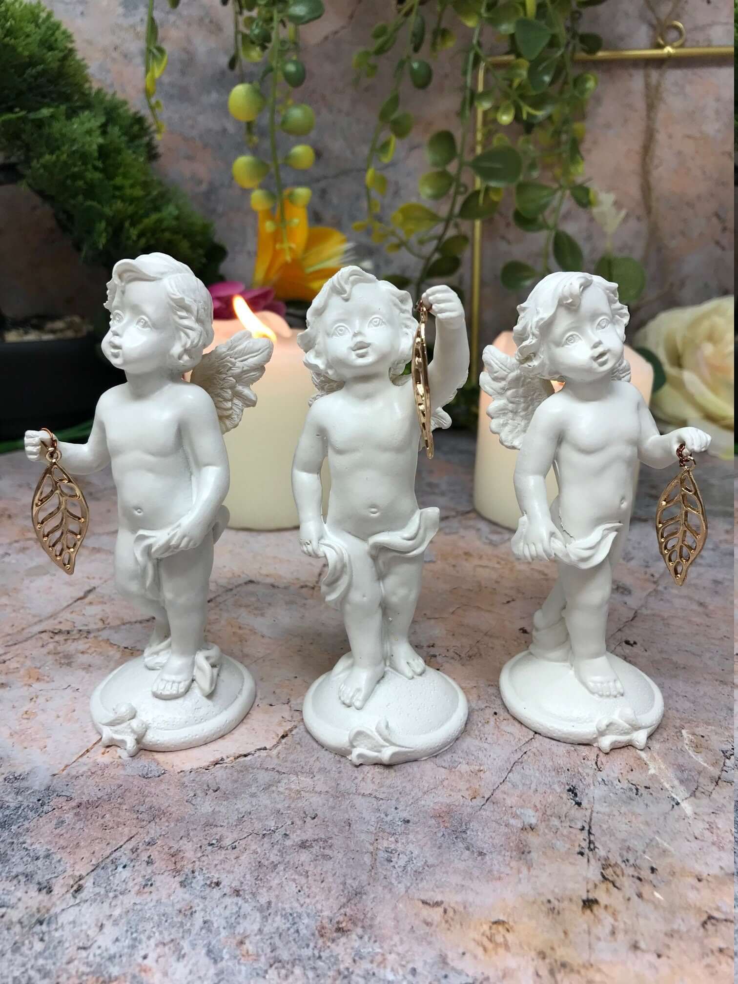 Set of Three Guardian Angel Figurine Wishing Cherubs Statue Ornament Sculpture-Osiris Craftworks