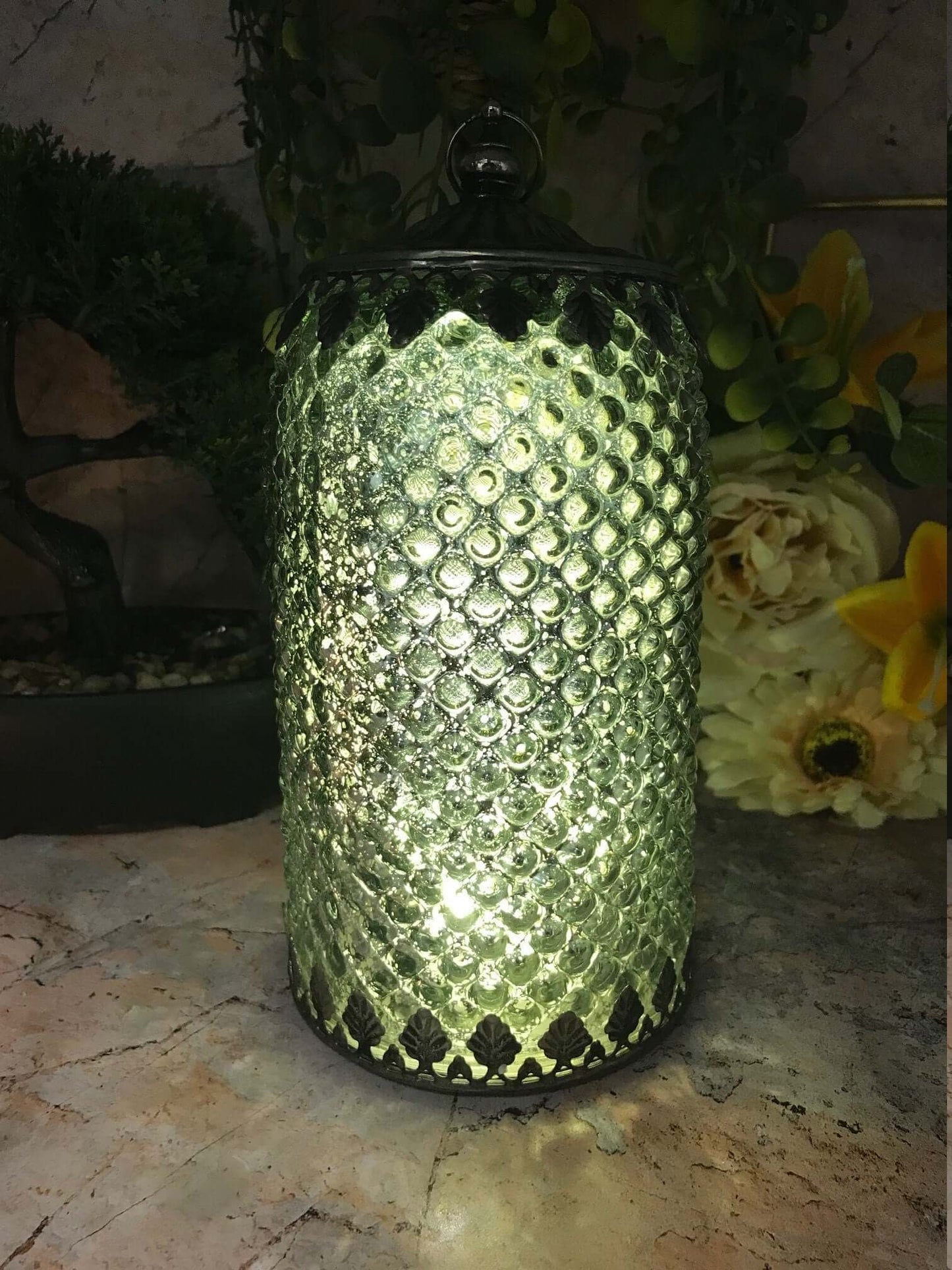 Moroccan Style LED Lantern Silver Home Decoration Lamp Light Seasonal Lighting