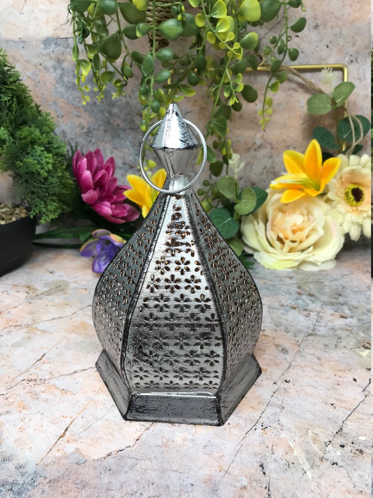 Moroccan Style Iron Lanterns Patterned LED Tea Light Holder Candle Holder