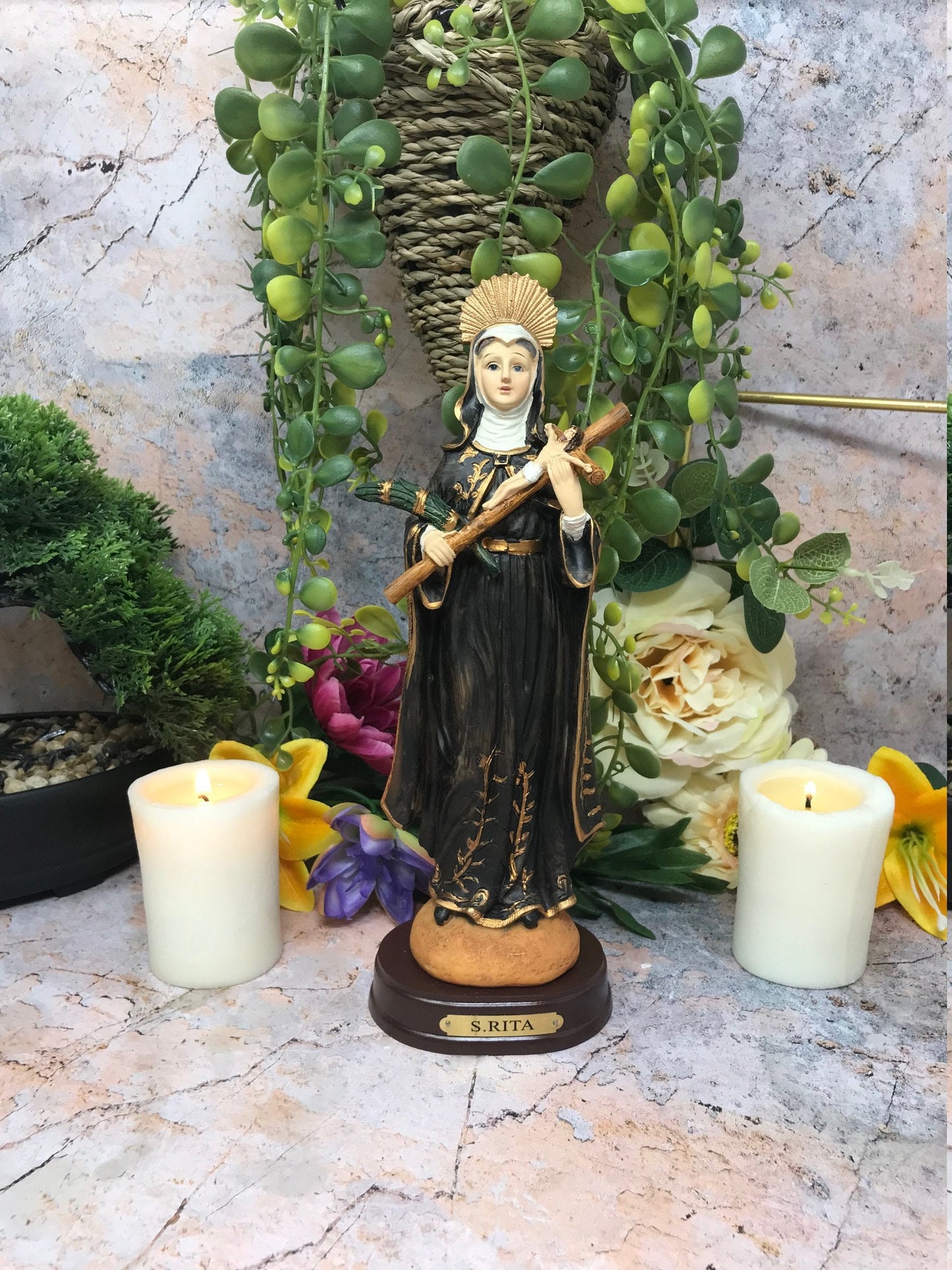 Saint Rita of Cascia Statue Catholic Religious Sculpture Ornament Figurine for Home or Chapel-Osiris Craftworks