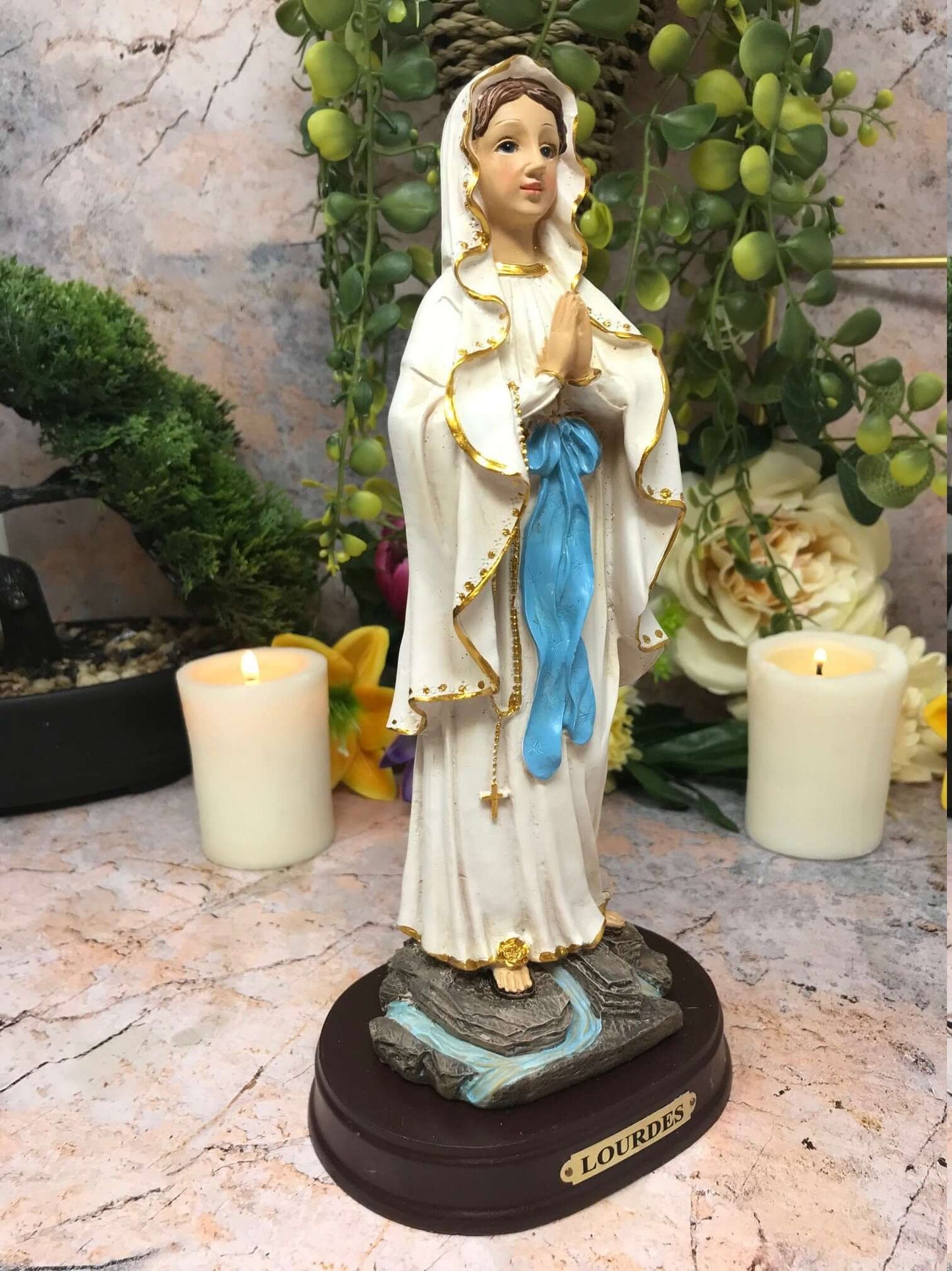 Virgin Mary Our Lady of Lourdes Statue Religious Ornament Figurine-Osiris Craftworks