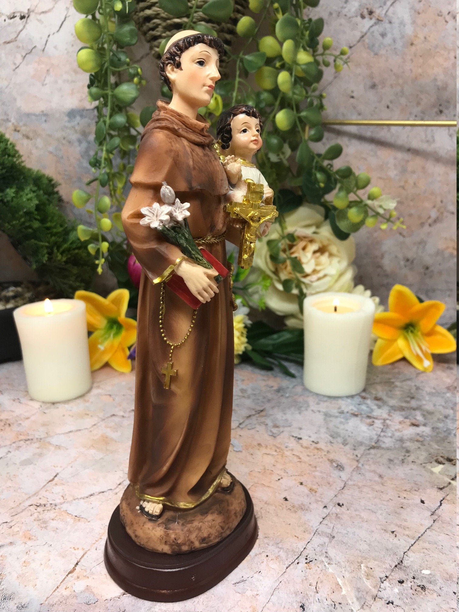 St Anthony with Baby Jesus Statue Religious Ornament Sculpture Catholic Figure-Osiris Craftworks