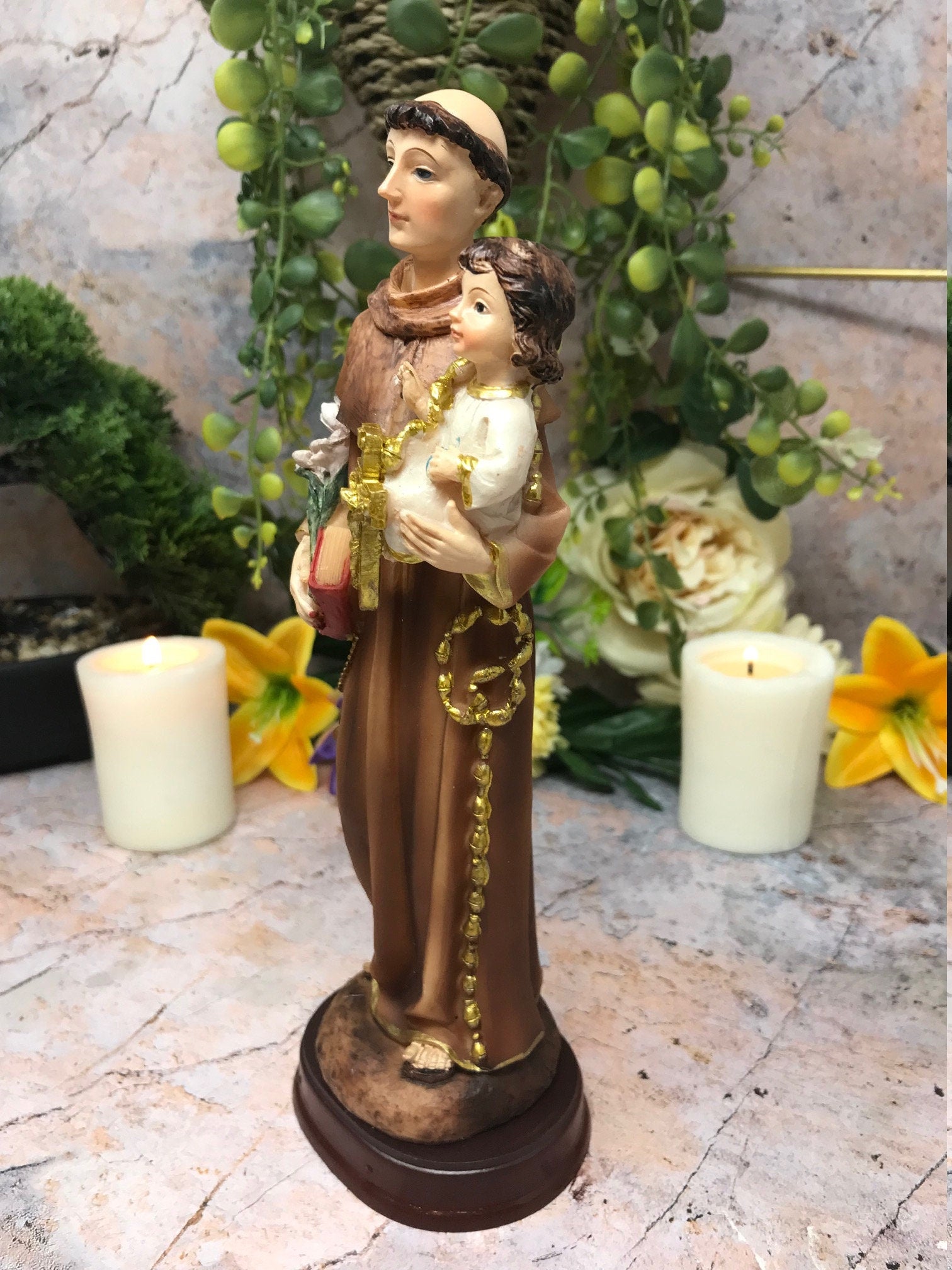 St Anthony with Baby Jesus Statue Religious Ornament Sculpture Catholic Figure-Osiris Craftworks