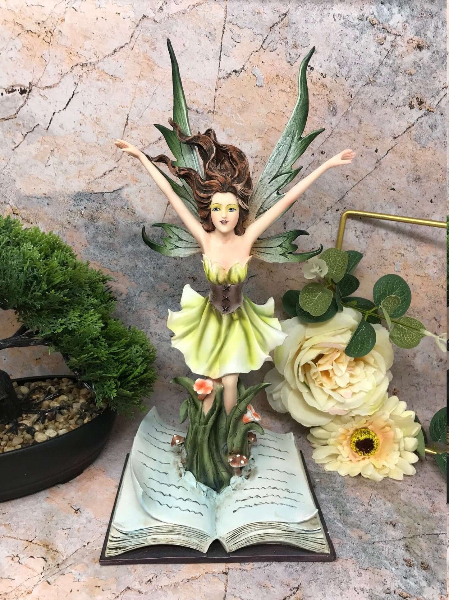 Enchanting Book Fairy Figurine, Resin Fantasy Sculpture, Literary Inspired Decor, Whimsical Garden Fairy, Unique Gift for Readers-Osiris Craftworks