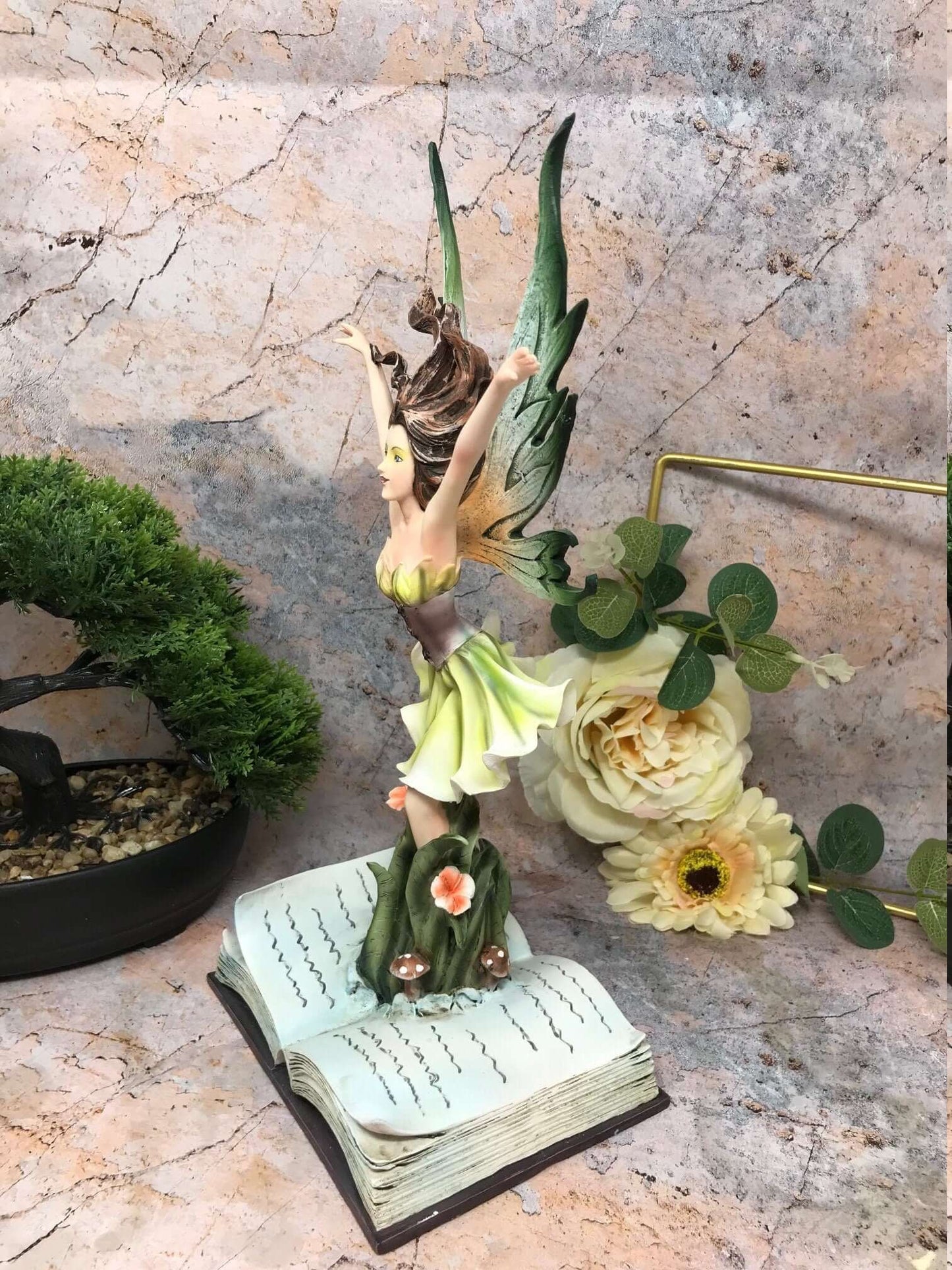 Enchanting Book Fairy Figurine, Resin Fantasy Sculpture, Literary Inspired Decor, Whimsical Garden Fairy, Unique Gift for Readers-Osiris Craftworks