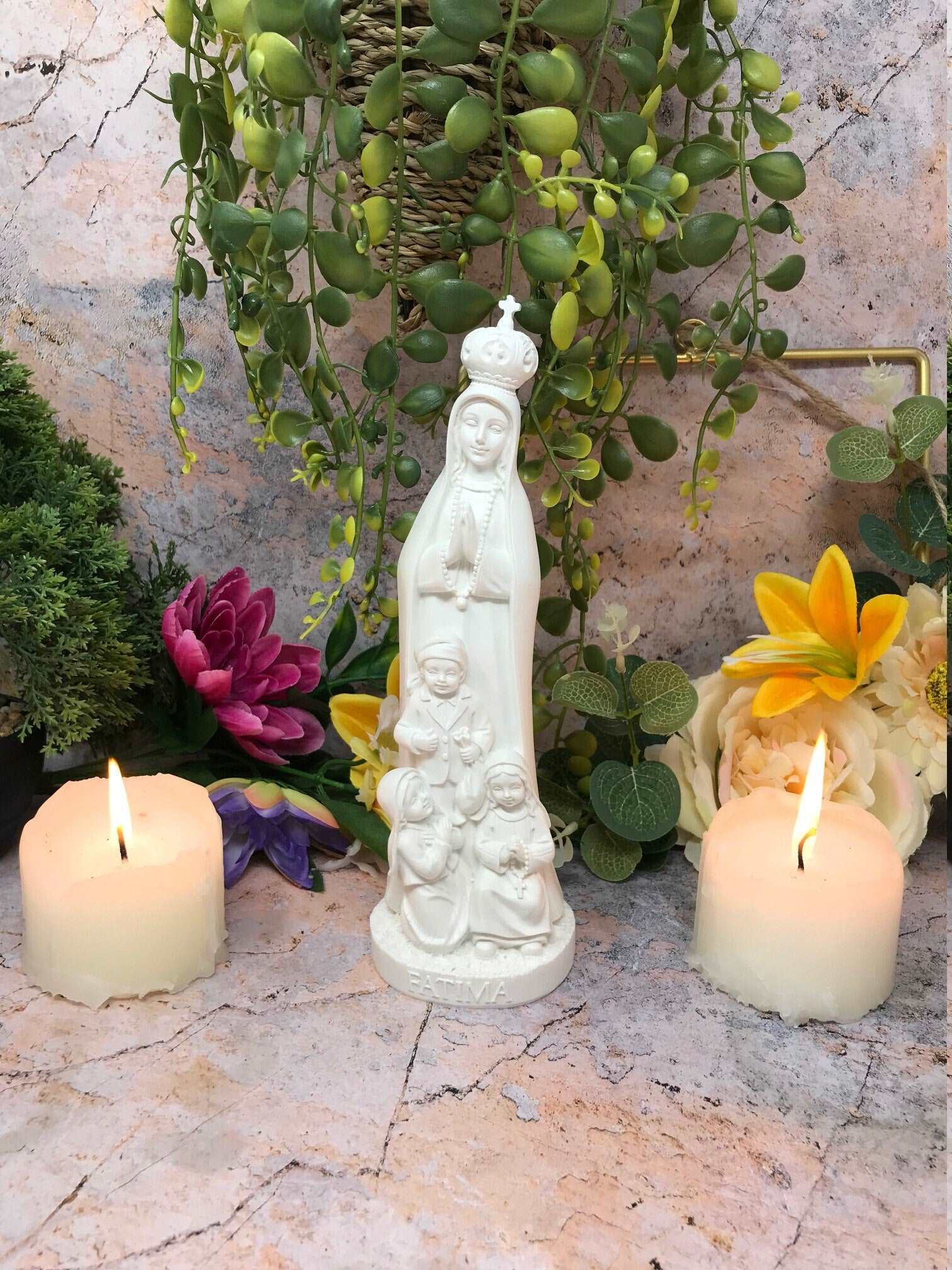 Blessed Virgin Mary Our Lady of Fatima with Children Statue Ornament Figurine-Osiris Craftworks