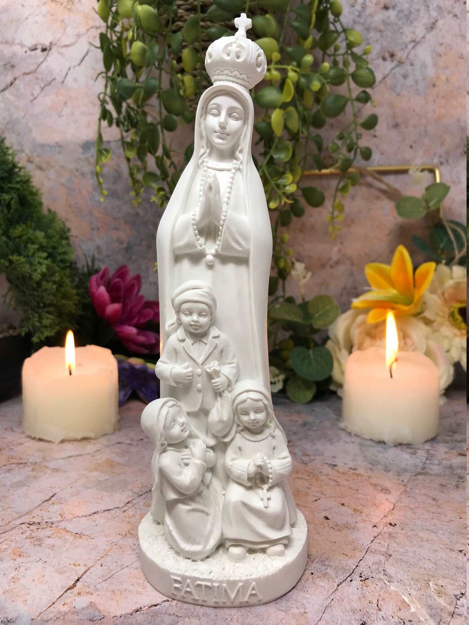 Blessed Virgin Mary Our Lady of Fatima with Children Statue Ornament Figurine-Osiris Craftworks