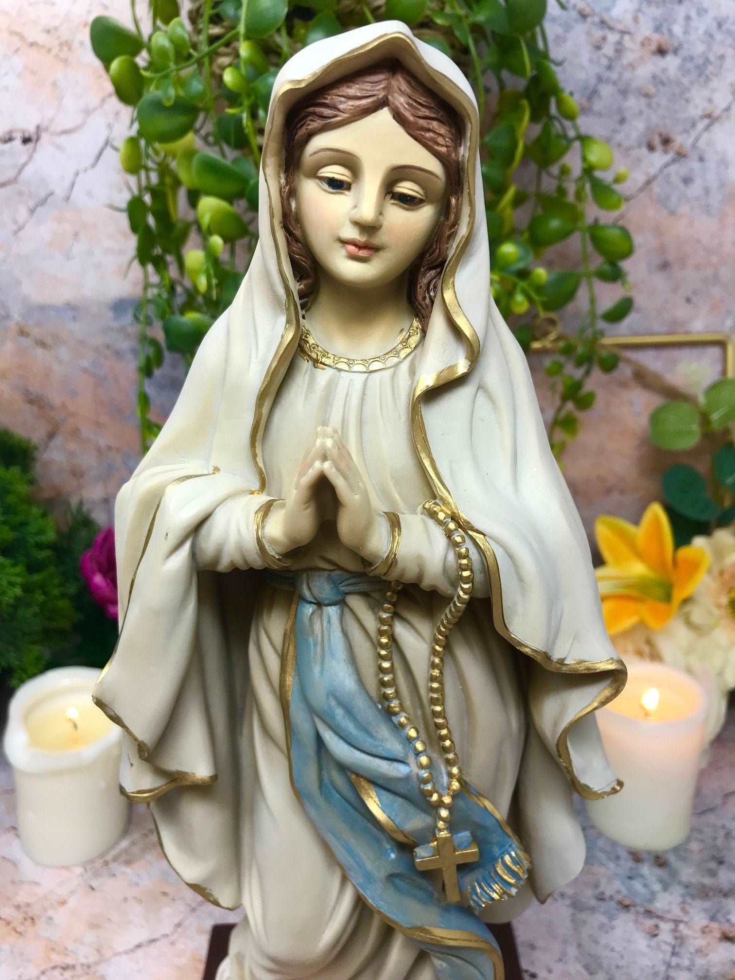 Blessed Virgin Mary Our Lady of Lourdes Statue Religious Ornament Figurine 30 cm-Osiris Craftworks