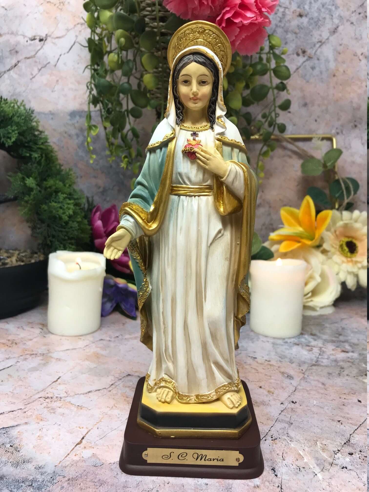 Blessed Sacred Heart of Mary Statue Ornament Figurine for Home or Chapel-Osiris Craftworks