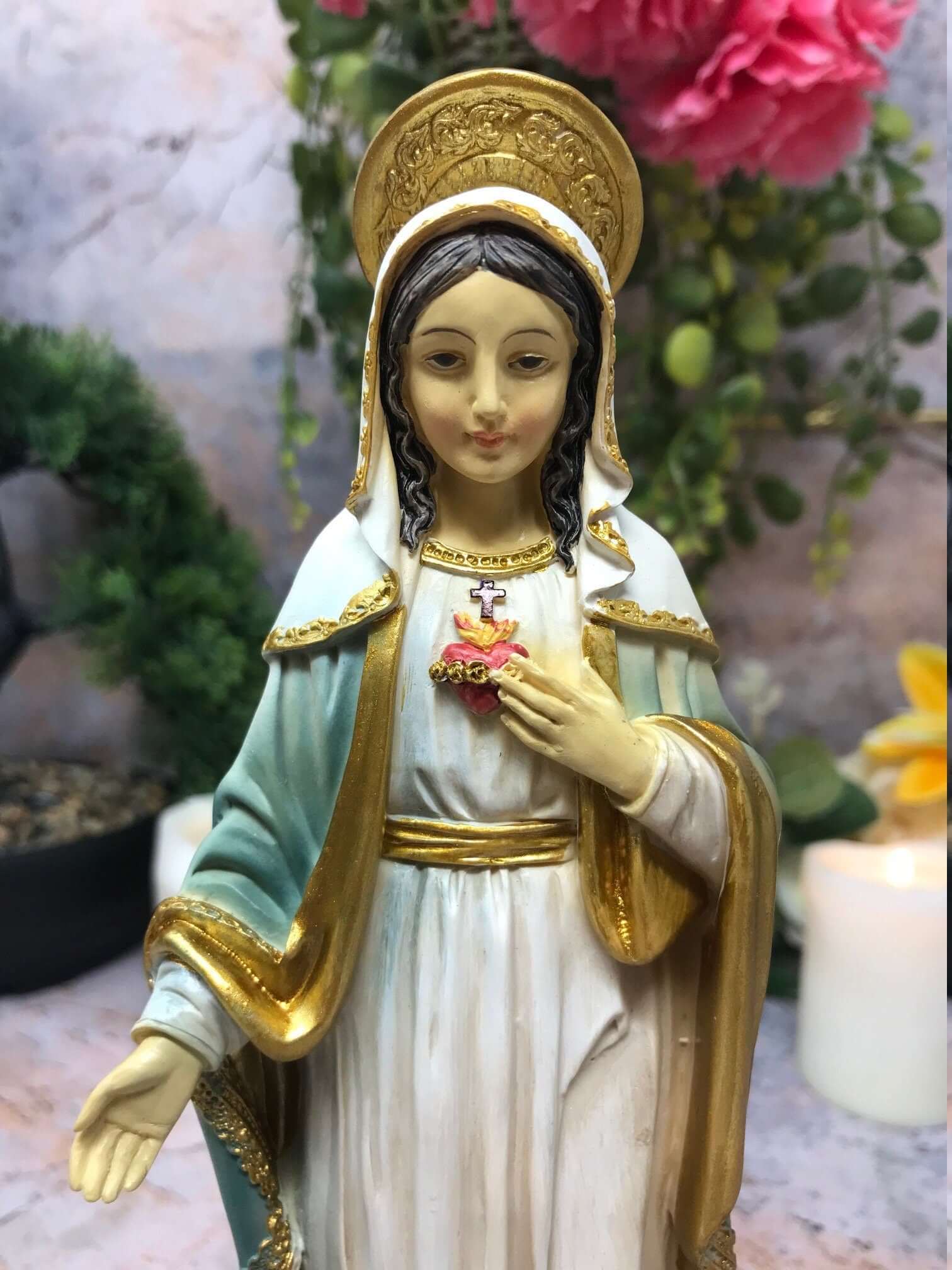 Blessed Sacred Heart of Mary Statue Ornament Figurine for Home or Chapel-Osiris Craftworks