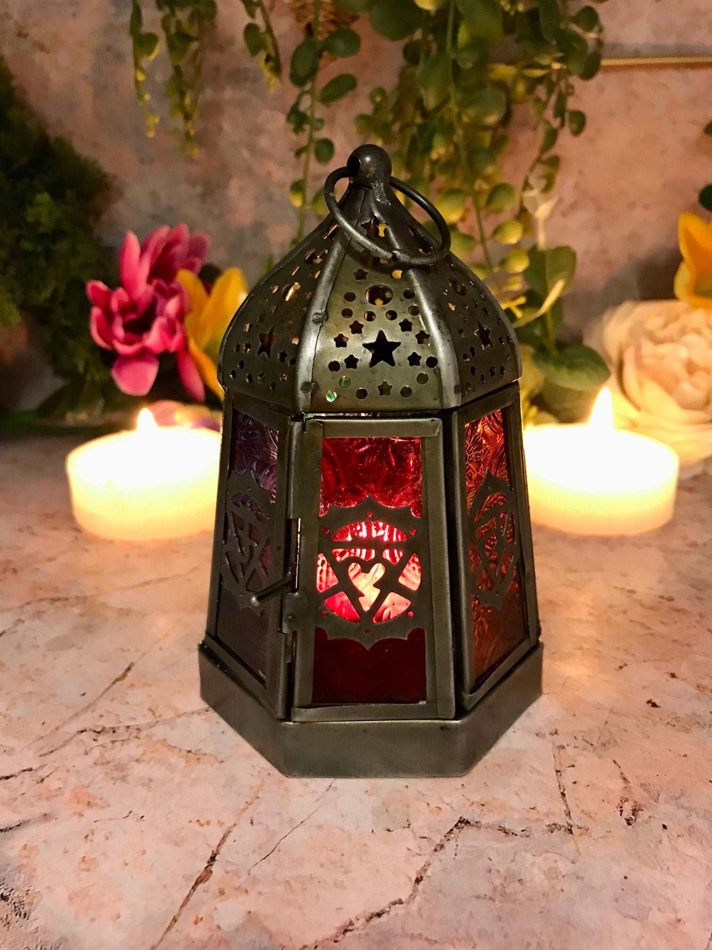 Antique Effect Moroccan Style Lantern Candle Tealight Holder Seasonal Decor Home Lighting Ornament