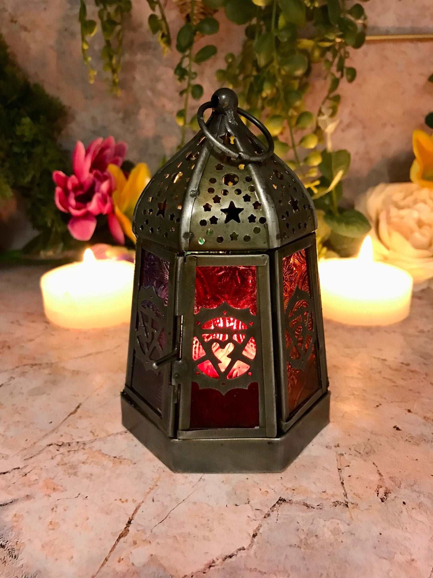 Antique Effect Moroccan Style Lantern Candle Tealight Holder Seasonal Decor Home Lighting Ornament